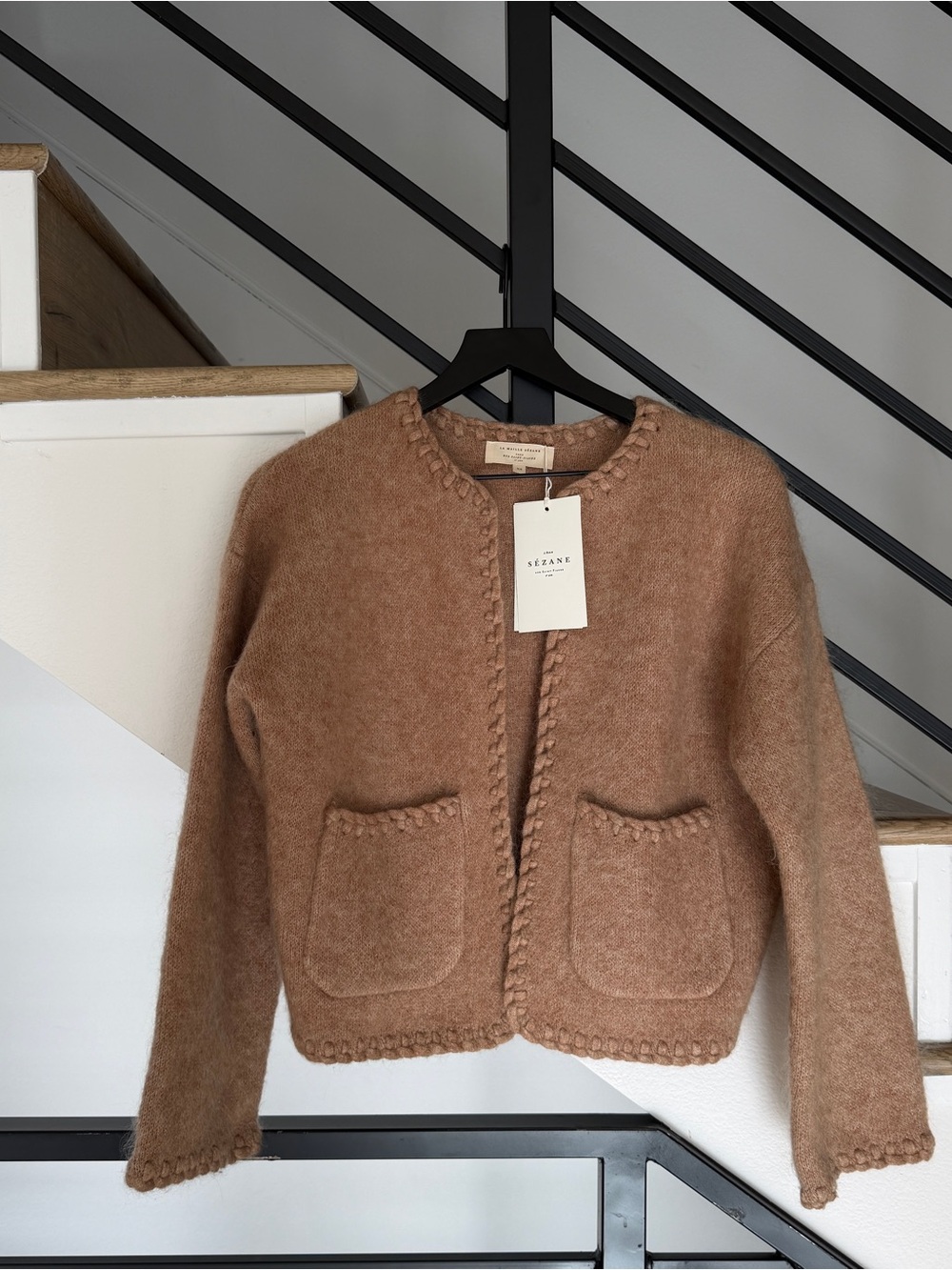 NWT Sezane Camel Brown Knit Blazer Jacket